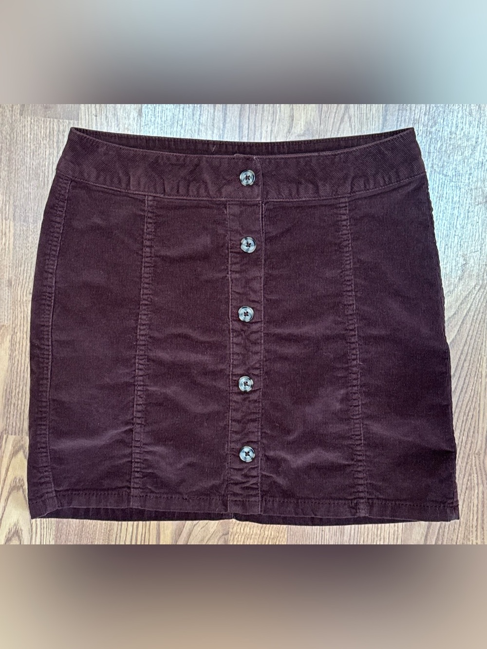 ❤️ Falls Creek Size Small Button-Front Corduroy Mini Skirt Brown Fall (B19)